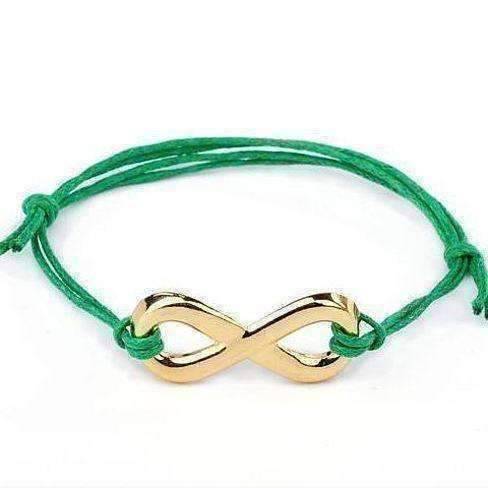 Feshionn IOBI bracelets Green and Gold Tone Infinity Friendship Bracelet