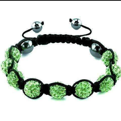 Feshionn IOBI bracelets Green Lime Green Sparkly Crystals Hand Made Shamballa Bead Bracelet