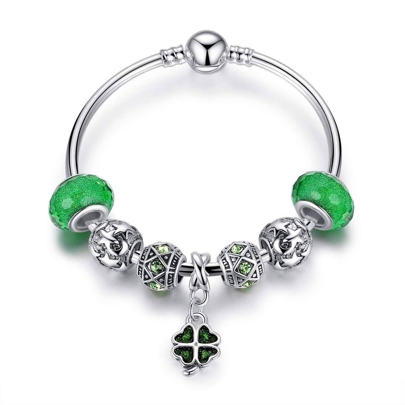 Feshionn IOBI bracelets Green ON SALE - "Luck of the Irish" Silver Bangle Bracelet