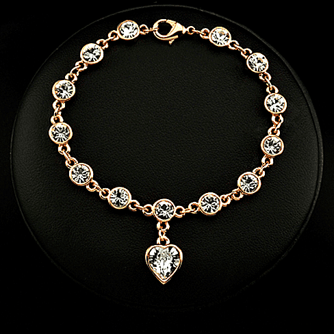 Hip Hop Crystal Heart Expandable Silver Charm Bracelet Adjustable Bang -  Jules Obsession