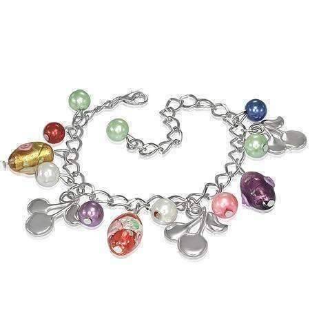 Feshionn IOBI bracelets Multi Cherry Parfait Glass Bead Silver Charm Bracelet