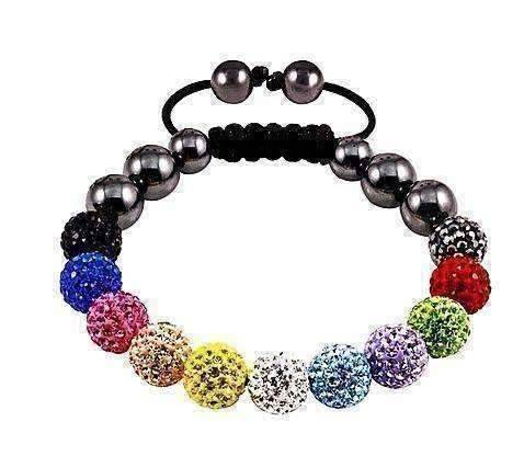 Feshionn IOBI bracelets Multi Color Multi Color Small Sparkly Crystals Hand Made Shamballa Bead Bracelet