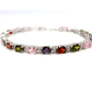 Feshionn IOBI bracelets Multi Multicolor Oval Austrian Crystal Tennis Bracelet in White Gold with Extender