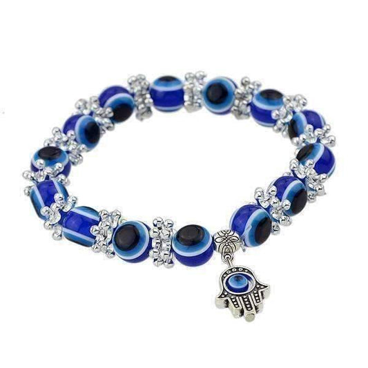 Feshionn IOBI bracelets ON SALE - Blue Bead 'Evil Eye' Hamsa Charm Bracelet