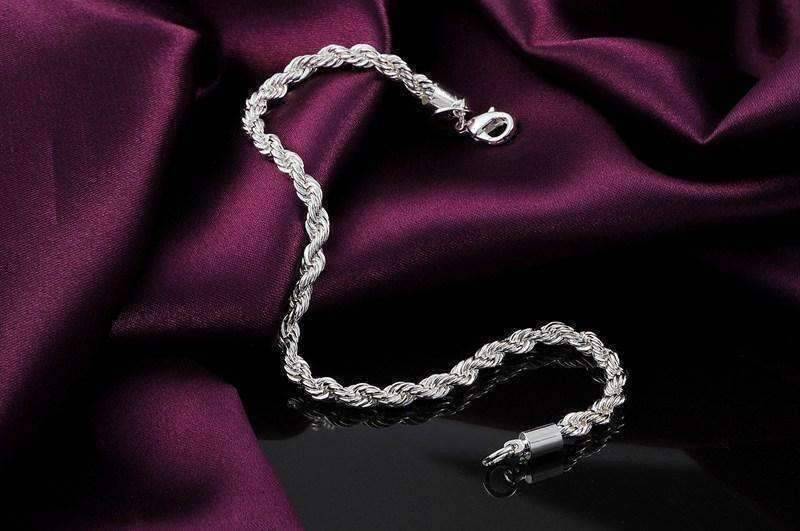 Feshionn IOBI bracelets ON SALE - Diamond Cut Rope Chain Sterling Silver Bracelet