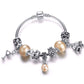 Feshionn IOBI bracelets ON SALE - Peach Champagne Celebration Charm Bead Collection Silver Bangle Bracelet