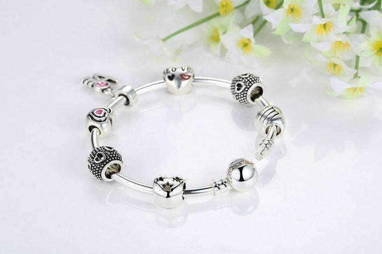 Feshionn IOBI bracelets ON SALE - True Love Heart Charm Bead Collection Silver Bangle Bracelet