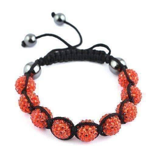 Feshionn IOBI bracelets Orange Sparkly Crystals Hand Made Shamballa - Orange Crystal and Hematite Shamballa Bracelet