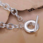 Feshionn IOBI bracelets Oval Belcher Link Sterling Silver Toggle Charm Bracelet