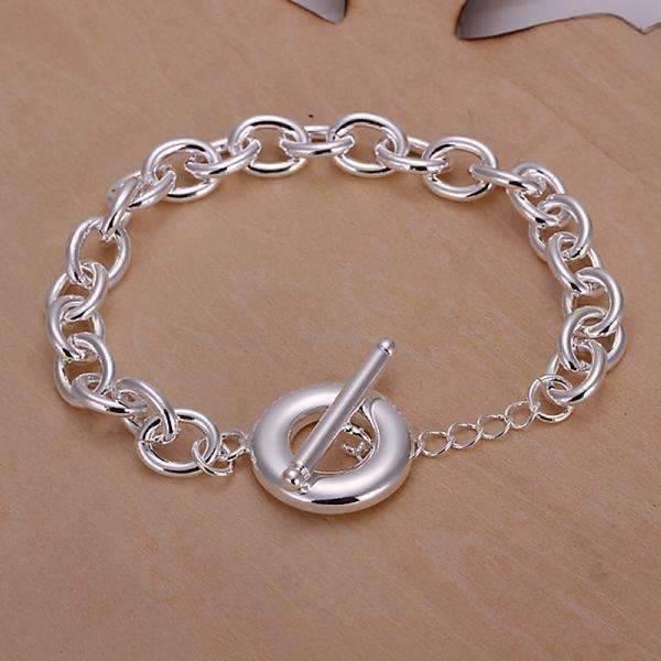 Feshionn IOBI bracelets Oval Belcher Link Sterling Silver Toggle Charm Bracelet