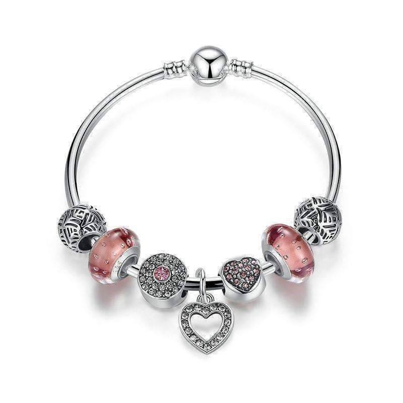 Feshionn IOBI bracelets Pink "Shimmering Rose" Silver Bangle Bracelet