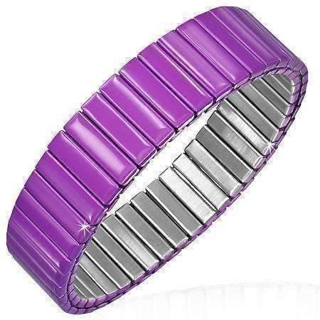 Feshionn IOBI bracelets Purple Plum Anodized Color Stainless Steel Stretch Bracelet