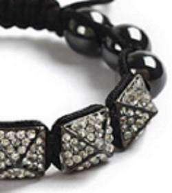Feshionn IOBI bracelets Pyramid Pavé Crystal and Black Magnetite Bead Shamballa Bracelet