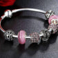 Feshionn IOBI bracelets Queen of Hearts Pink Crystal Silver Bangle Bracelet