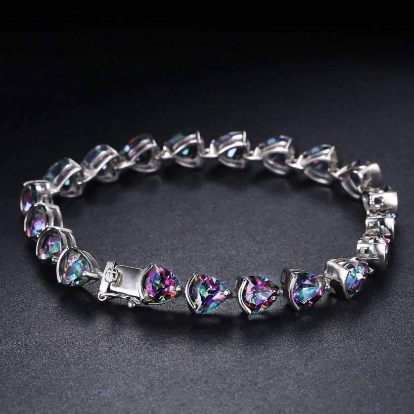 Feshionn IOBI bracelets Rainbow Fire Genuine Mystic Topaz Trillion Cut 29.8CT IOBI Precious Gems Tennis Bracelet