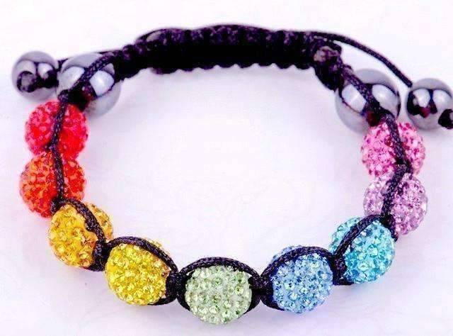 Feshionn IOBI bracelets Rainbow Rainbow Sparkly Crystals Hand Made Shamballa Bead Bracelet