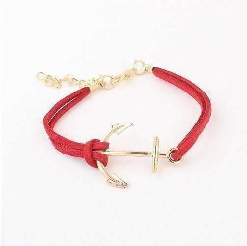 Feshionn IOBI bracelets Red Anchors Away Suede Leather Bracelet - Choose Your Color