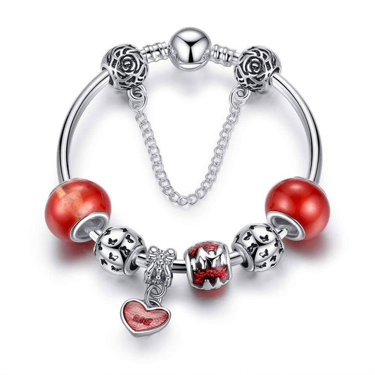 Feshionn IOBI bracelets Red Essence of Love Red & Silver Bangle Bracelet