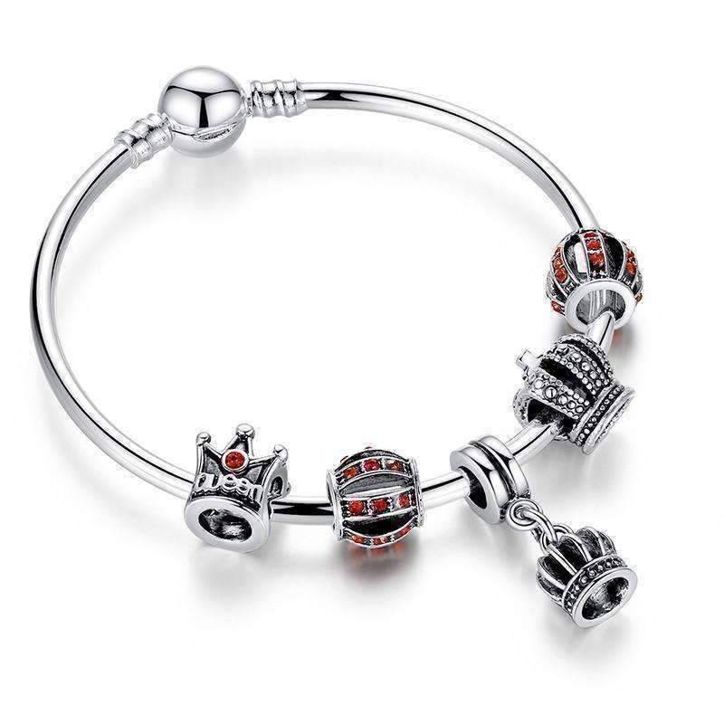 Feshionn IOBI bracelets Red ON SALE - Red Queen Crystal Crown Silver Bangle Bracelet