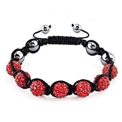 Feshionn IOBI bracelets Red Sparkly Crystals Hand Made Shamballa - Red Crystal and Hematite Shamballa Bracelet