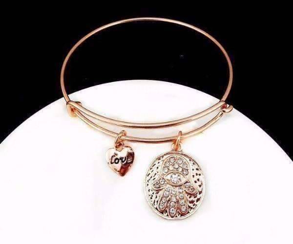 Feshionn IOBI bracelets Rose Gold CLEARANCE - Love & Protection Hamsa Adjustable Bangle Bracelet - 4 Colors