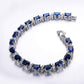 Feshionn IOBI bracelets Sapphire Blue Oval Austrian Crystal Tennis Bracelet in White Gold