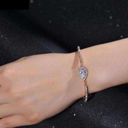 Feshionn IOBI bracelets Serena 2ct Austrian Crystal Pear Halo Bracelet