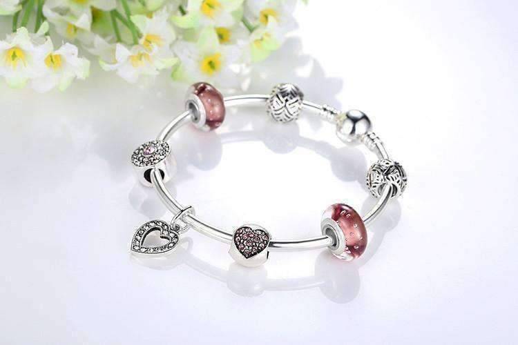 Feshionn IOBI bracelets "Shimmering Rose" Silver Bangle Bracelet