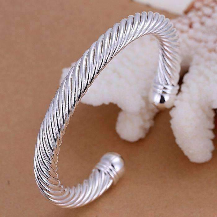 Feshionn IOBI bracelets Silver ON SALE - Swirling Silver Bold Bangle Cuff Bracelet
