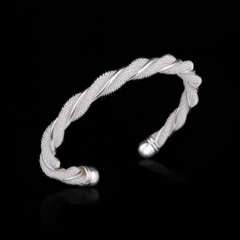 Feshionn IOBI bracelets silver ON SALE - Twisted Mesh Silver Cuff Bracelet