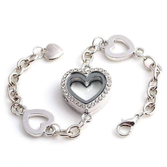 Feshionn IOBI bracelets Silver Story of My Life Heart Shaped Charm Locket Bracelet - Four Colors to Choose!