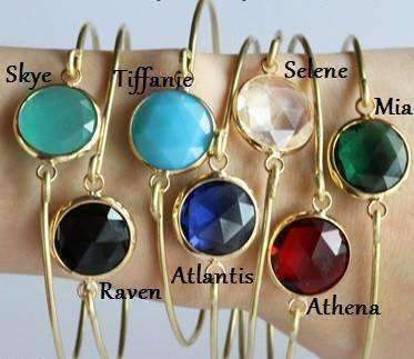 Feshionn IOBI bracelets Skye Blue Goddess Wire Bangle Bracelet with Faceted Quartz Glass Crystal - Seven Colors to Choose!