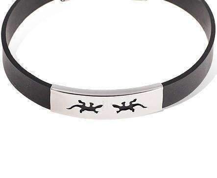 Feshionn IOBI bracelets Small Gecko Black Band Silicone Bracelet with Stainless Steel Cut Out Designs ~ Choose Your Design