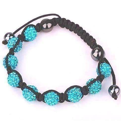 Feshionn IOBI bracelets Sparkly Crystals Hand Made Shamballa Aqua and Hematite Bracelet