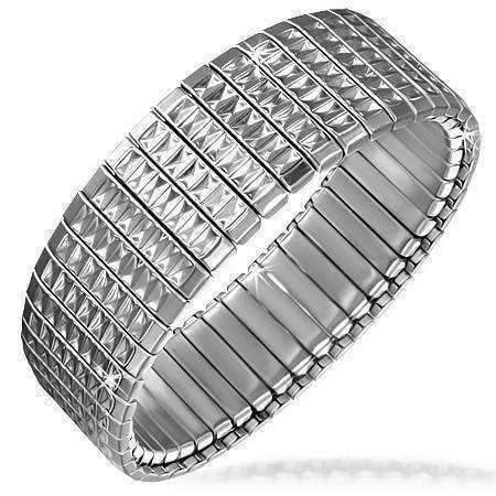 Feshionn IOBI bracelets Stainless Steel Geometric Embossed Stainless Steel Stretch Link Bracelet
