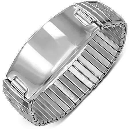 Feshionn IOBI bracelets Stainless Steel Shamrock Engravable Stainless Steel Stretch Link Bracelet