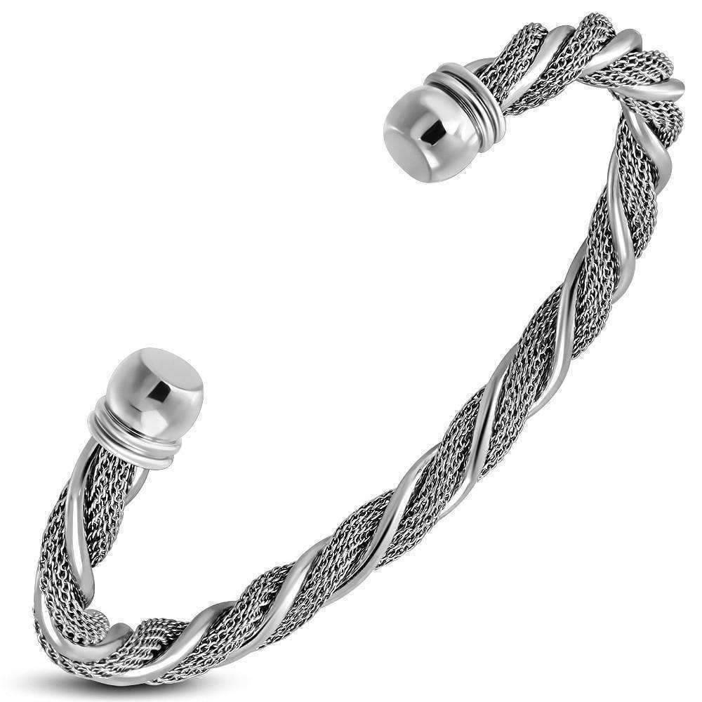 Feshionn IOBI bracelets Stainless Steel Twisted Ropes Stainless Steel Cuff Bracelet