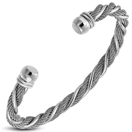 Feshionn IOBI bracelets Stainless Steel Twisted Ropes Stainless Steel Cuff Bracelet