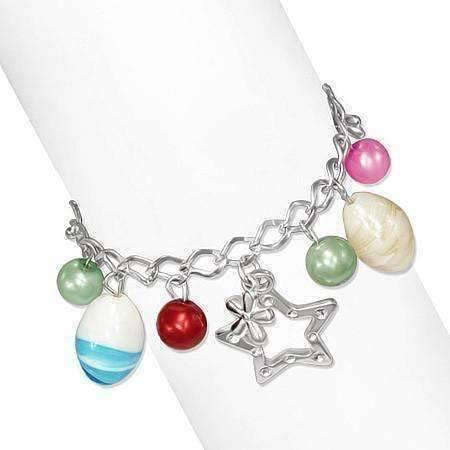 Feshionn IOBI bracelets Star Studded Glass Bead Silver Charm Bracelet ~ Four Fun Colors to Choose!