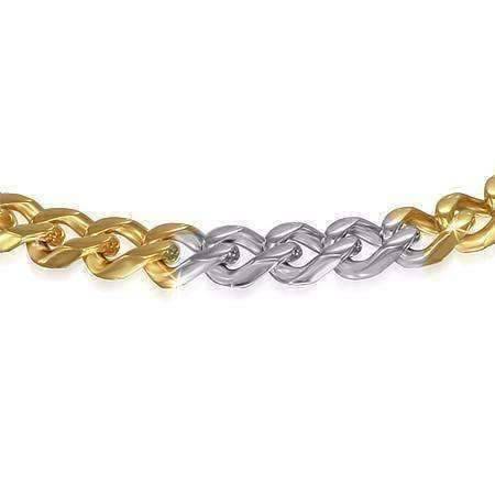 Feshionn IOBI bracelets Thin Cuban Link Two Tone Stainless Steel Men's Bracelet - Three Sizes Available