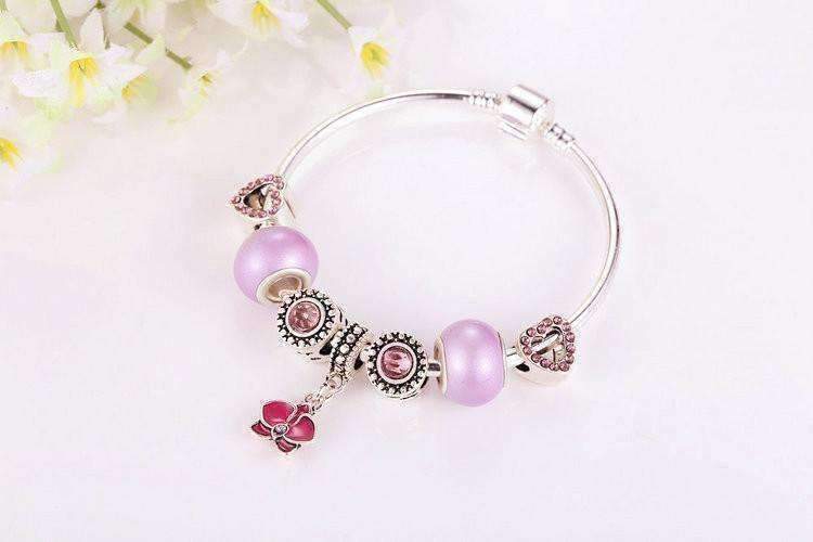 Feshionn IOBI bracelets "Think Pink" Silver Bangle Bracelet