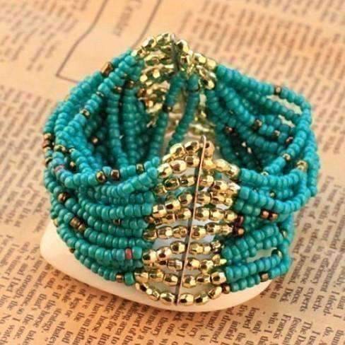 Feshionn IOBI bracelets turquoise Bohemian Turquoise Elastic Beaded Bracelet