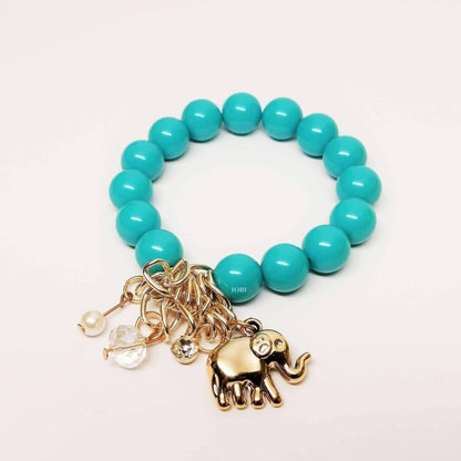 Feshionn IOBI bracelets Turquoise Green Lucky Elephant Charm Bead Bracelet - Choose Your Color