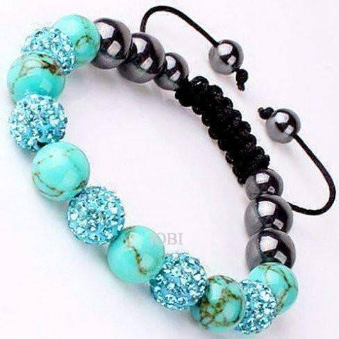 Feshionn IOBI bracelets Turquoise "Uber Shamballa" Bracelet - Turquoise and Hematite