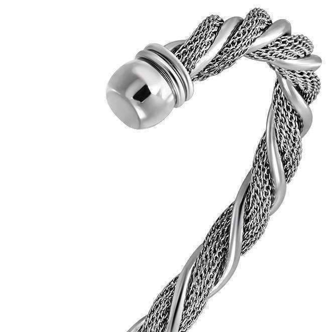 Feshionn IOBI bracelets Twisted Ropes Stainless Steel Cuff Bracelet