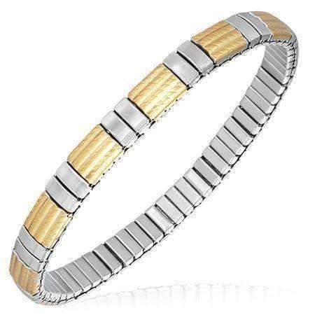 Feshionn IOBI bracelets Two Tone Cadence Thin Two Tone 18K Gold Plated Stainless Steel Stretch Link Bracelet