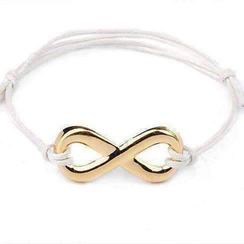 Feshionn IOBI bracelets White and Gold Tone Infinity Friendship Bracelet