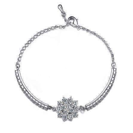 Feshionn IOBI bracelets White Gold Belle Fleur Austrian Crystal Flower Cup Chain Bracelet