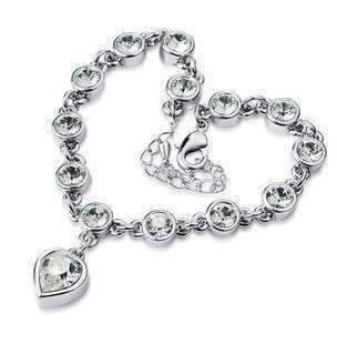 Feshionn IOBI bracelets White Gold Linked Forever Crystal Heart Charm Bracelet - Choose Your Color