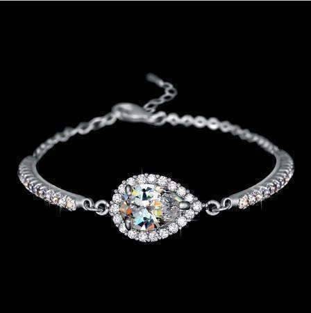 Feshionn IOBI bracelets White Gold Serena 2ct Austrian Crystal Pear Halo Bracelet